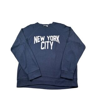 Sandro Paris Blue White New York City Cotton Men's Crewneck Pullover Size Large